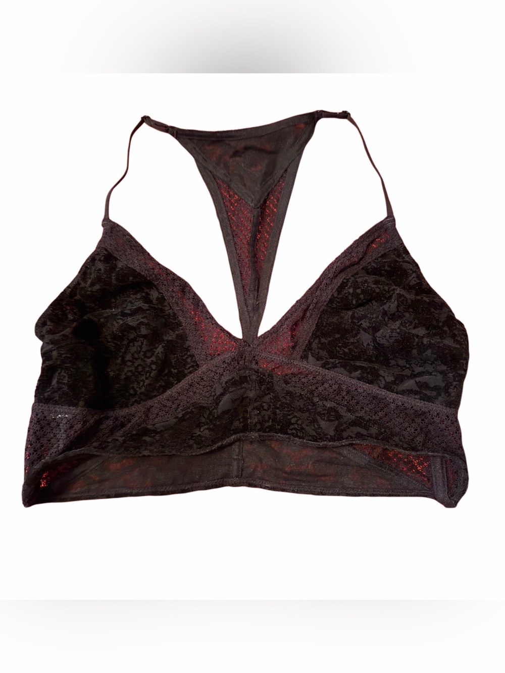 Free People Black Lace Halter Bralette , Size L